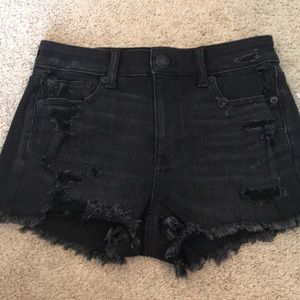 american eagle black shorts with rips